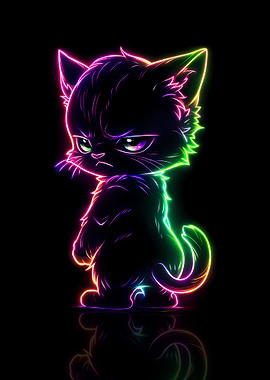 Grumpy Neon Cat
