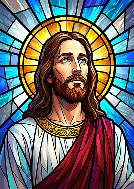 Stained Glass Jesus Christ Portrait