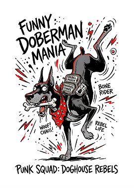 Funny Doberman Punk Rider