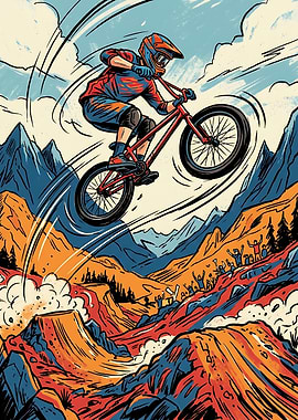 Vintage Mountain Bike Rider Design