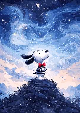 Snoopy Looking at the Starry Sky
