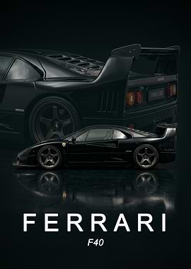 Black Ferrari F40 art Poster