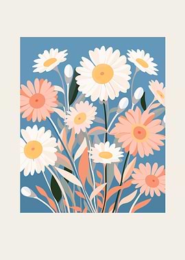 Daisies and Leaves Illustration