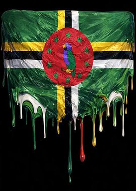 Dominica Flag Dripping Paint