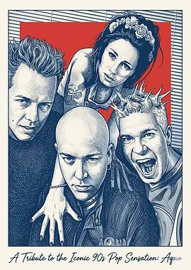 Aqua 90s Pop Band Portrait