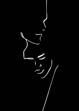 Minimalist Line Art of Two Faces