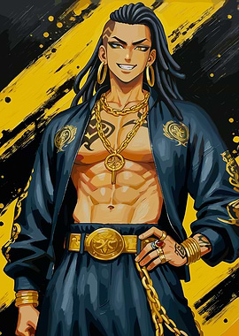 Anime Character with Gold Chains