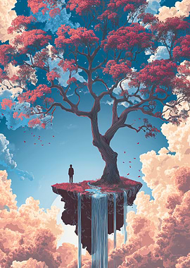 Floating Island Tree Waterfall