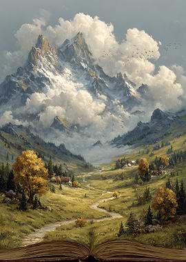 Fantasy Landscape Emerging from a Book