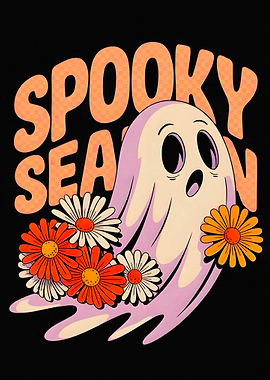 Spooky Season Ghost with Flowers