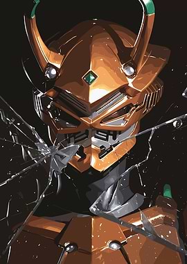 Orange Samurai Robot Mask