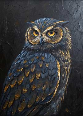 Golden Owl Painting