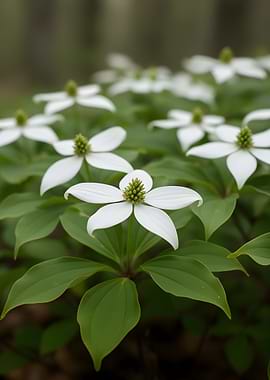 White flowers and green leaves