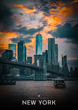 New York City Skyline at Sunset