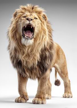 Roaring Lion with Majestic Mane