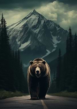 Bear on a Mountain Road