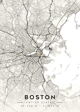 Boston City Map Minimalist
