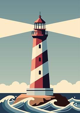Lighthouse on a Rocky Island