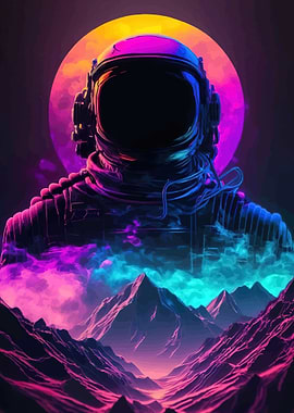 Astronaut in Neon Landscape