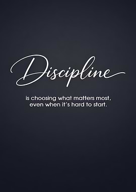 Discipline quote on dark background