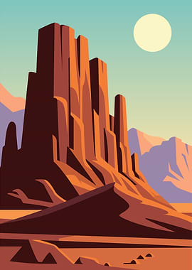 Desert Landscape with Rock Formations