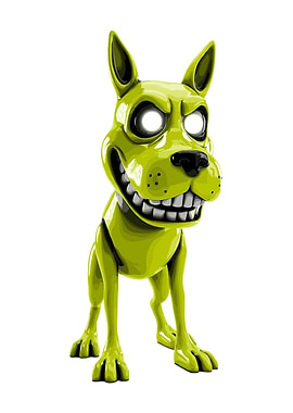 Scary Green Cartoon Dog Digital Art