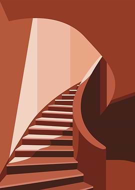 Abstract Staircase with Light and Shadow