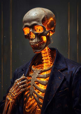 Fiery Skeleton in a Suit