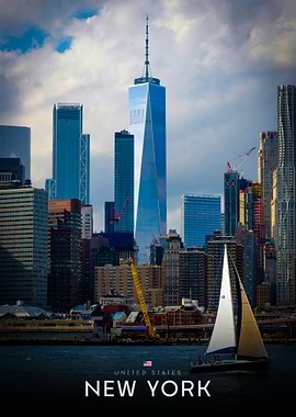 New York City Skyline with Sailboat