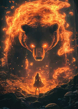 Girl confronts fiery bear spirit