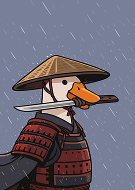 Samurai Goose in the Rain