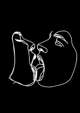 Minimalist Kiss Line Art