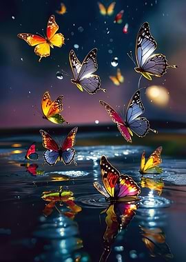 Butterflies in Water Reflections