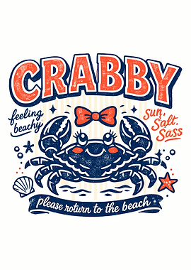 Crabby Crab with Beach Theme