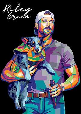 Riley Green with Dog Pop Art