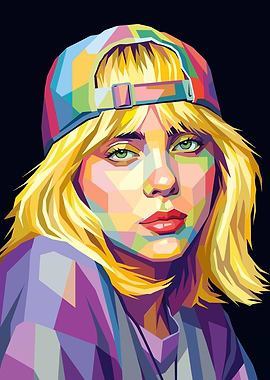 Colorful Pop Art Portrait of Billie Eilish