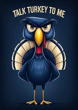 Talk Turkey to Me – Funny Angry Turkey Cartoon Poster