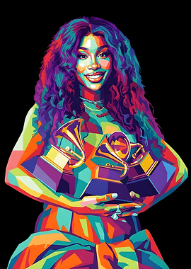 SZA Holding Grammy Awards
