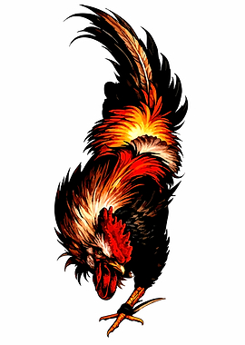 Rooster with Fiery Plumage