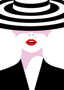 Woman in Striped Hat and Black Jacket