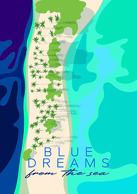 Tropical Island Beach with Palm Trees