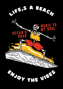 Skeleton Surfer Enjoying the Vibes
