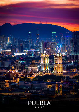 Puebla Cityscape at Dusk