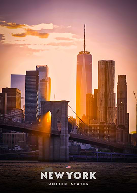 New York City Skyline at Sunset