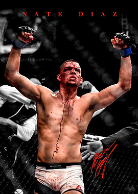 Nate Diaz Bloody Victory Pose