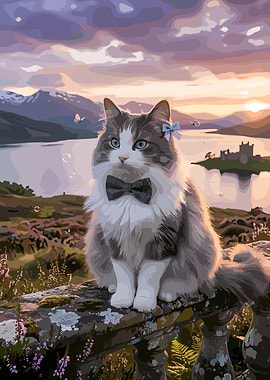 Cat in a Bowtie and Bow