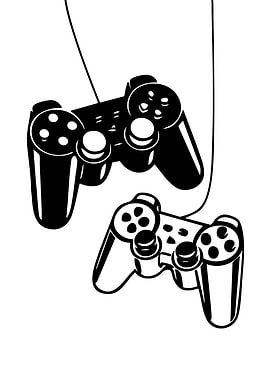 Two Black Game Controllers