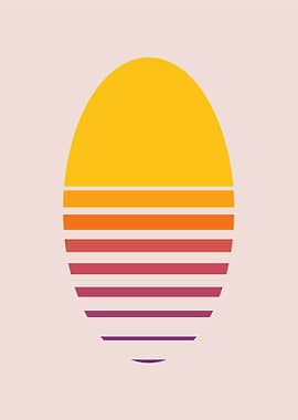 Retro Sunset Egg Graphic