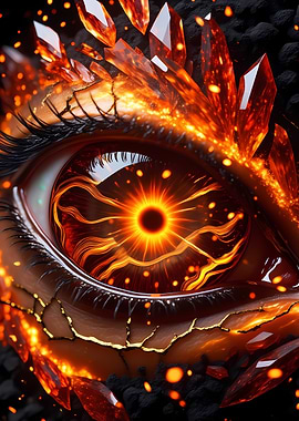 Fiery Dragon Eye with Crystals