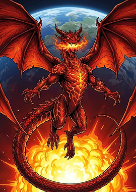Fiery Dragon Over Earth